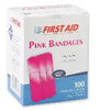 AWC Plastic Pink Adhesive Strip Bandages, 3/4" x 3", (100/Box)